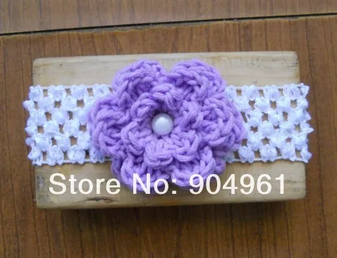 

MOQ 1pc retail Lilac crochet flower headband baby birthday flower headband with pear