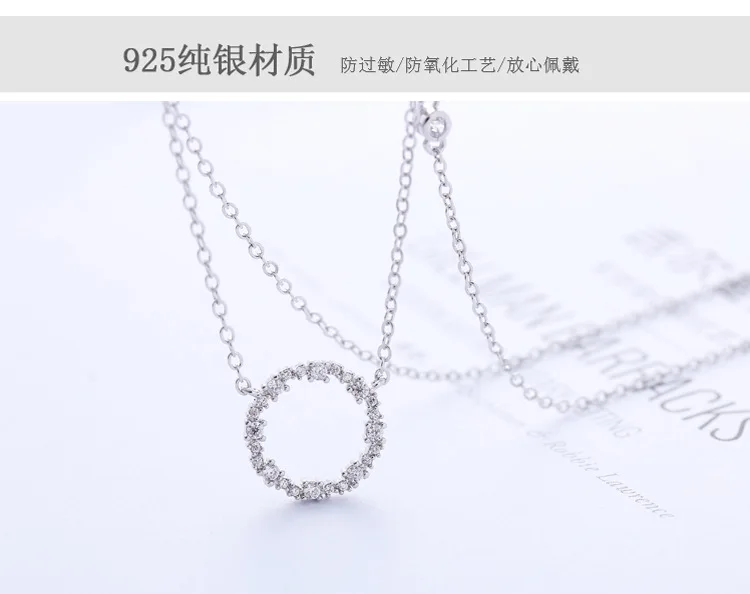 Fashion Women Circle Necklaces Jewelry Silver Color Pendants For Lady Girl Long Chain Charm Necklace Colar | Украшения и