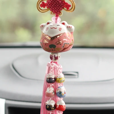 Интерьерное подвесное украшение, керамическое украшение, Maneki Neko, Lucky Cat, толстый кот, кристалл, Sleutelhanger, автомобильный брелок для ключей, chaviro, украшение - Цвет: 8