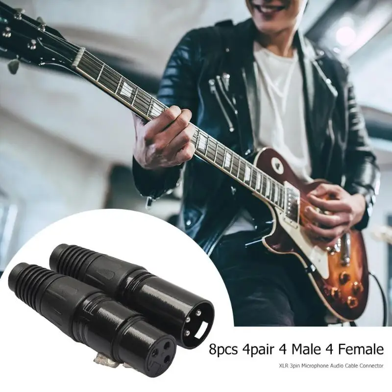 Разъемы XLR 3Pin для микрофона черные 8 шт. 4 штекера гнезда кабеля сделай