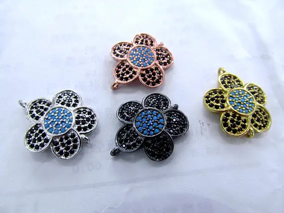 

AA+ 4pcs Fluorial pave beads Diamond Crystal Micro Crystal Pave Diamond spacer beads Jewelry Focal flower spacer beads 25mm