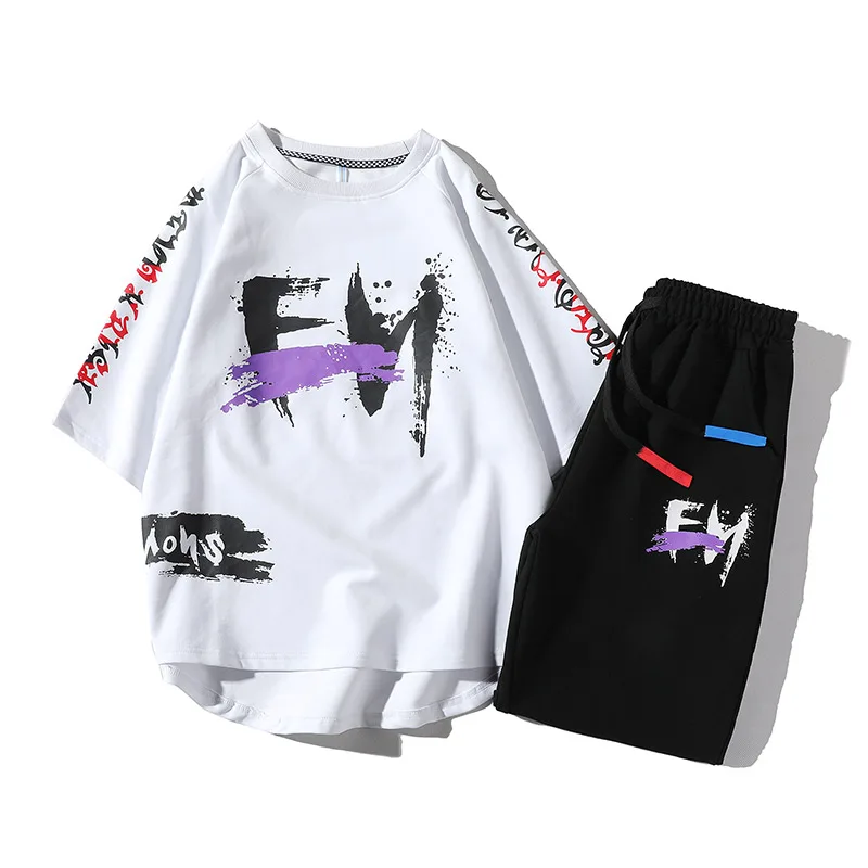 Мужской спортивный костюм уличная одежда футболки с коротким рукавом и шорты