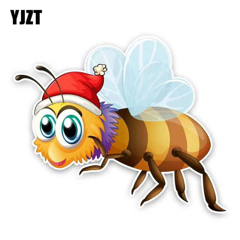 

YJZT 14.1CM*11.8CM A Bee With A Hat Decal PVC Personality Car Sticker 12-300621