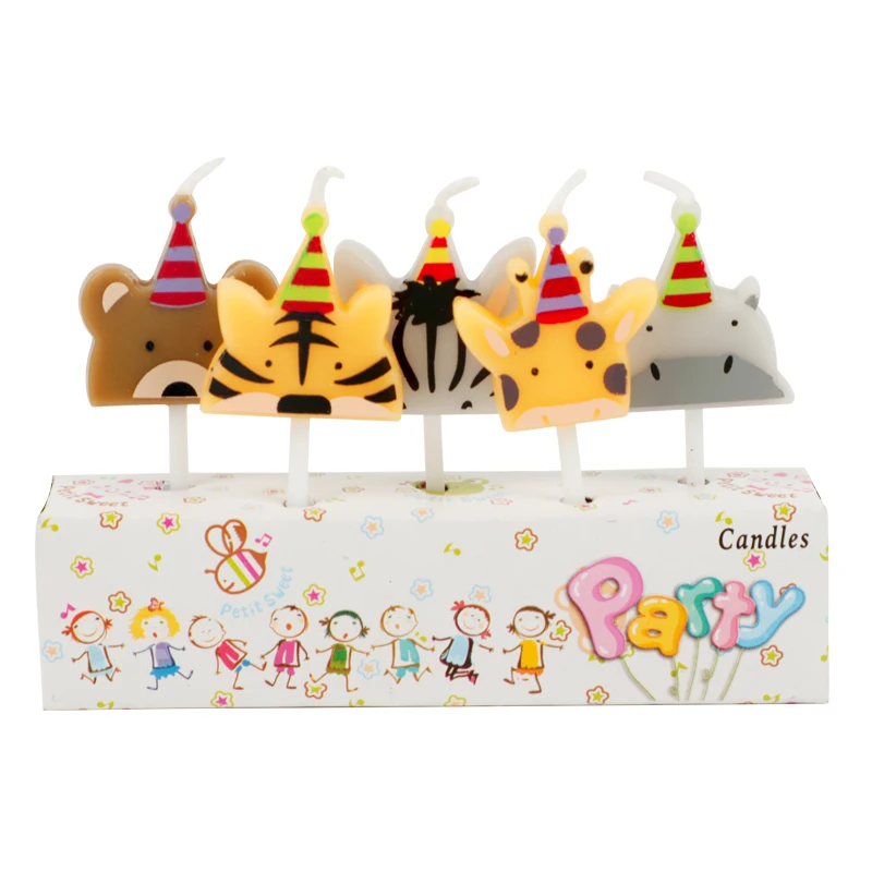 5 шт./компл. животных лампы в форме свечи торт Топпер Вечеринка зоопарк на день