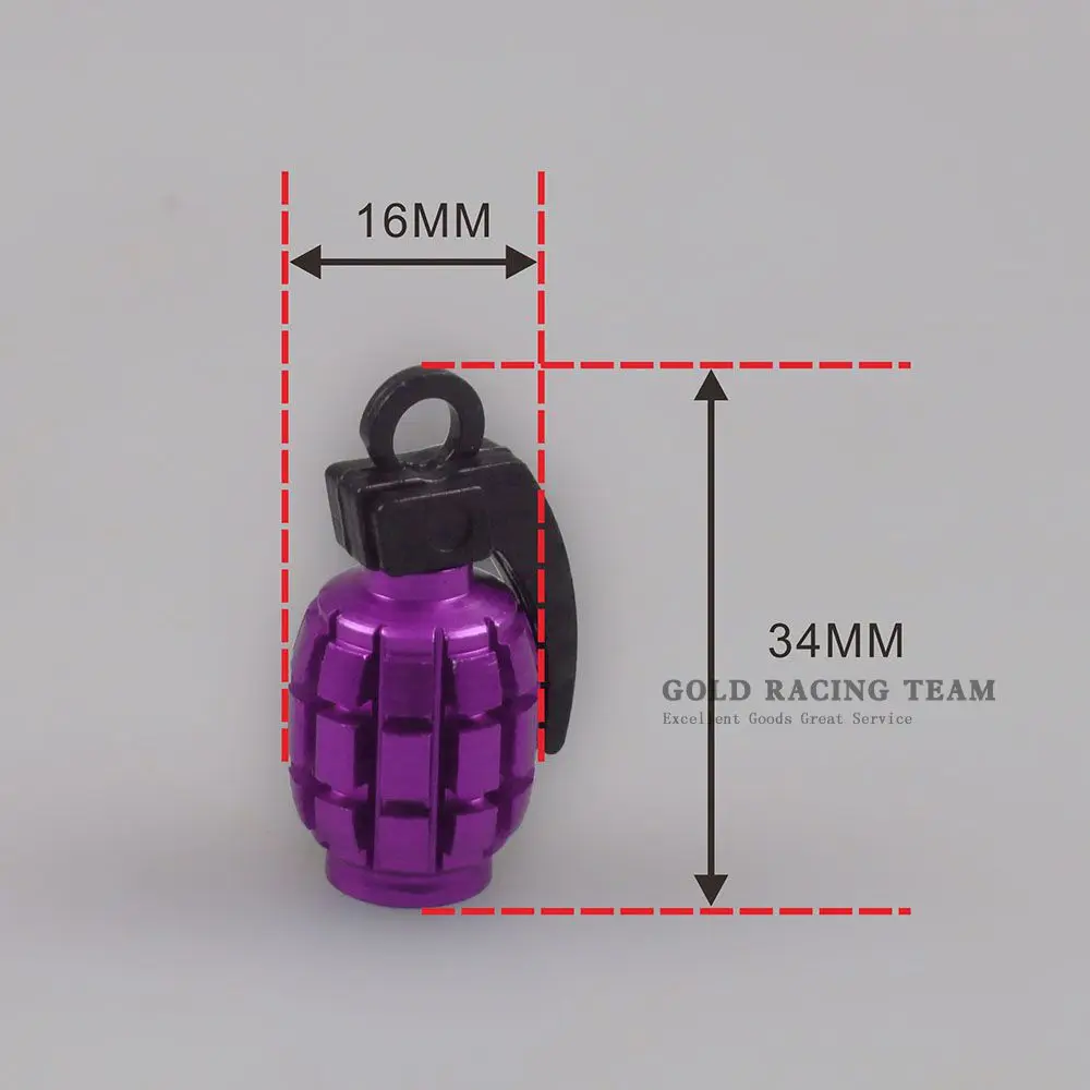 Free Shipping 4pcs Universal Aluminum Grenade Design Car Wheel Tyre Valve Caps Bicycle Tire Air Cap 6 colors VS009 | Автомобили и