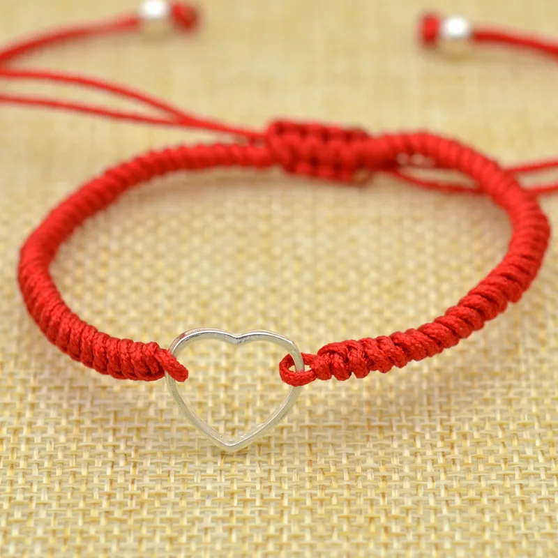 

Bracelet Wholesale 2019 New Fashion Jewelry 925 Sterling Silver Heart Boyfriend Girlfriend Hand-made Red Rope