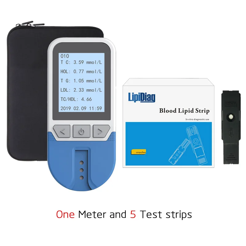 Meter with 5pcs Test 4в1 общий холестерин(TC) и липопротеин высокой плотности(HDL) и триглицерид(TG) метр и TC/HDL для липидного анализатора - Цвет: Meter with 5pcs Test