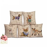 dachshund dog cushions without inner fox animals square cotton linen euro style chair seat throw pillows funda cojin