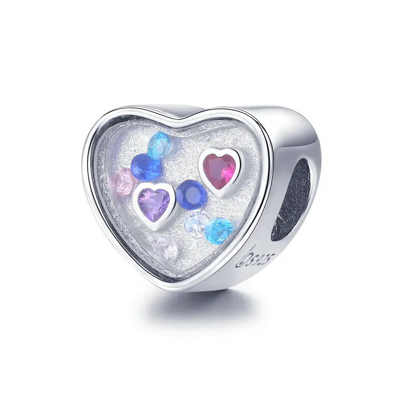 Модные 925 пробы 25 сестра семья сестра Любовь Сердце талисманы подходят Pandora браслет бусины ювелирных изделий подарок - Цвет: BSC043