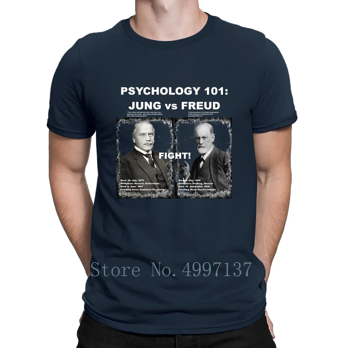 Психологическая коллекция 101 футболка Jung Vs Freud хлопковая весенне-осенняя