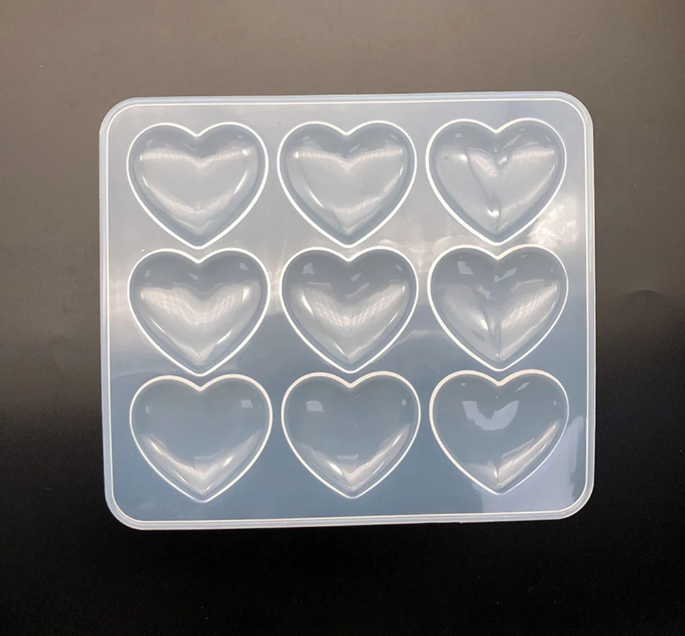 

1pc Transparent 9-Even Heart Shape Silicone Mold Resin Cake Mold For DIY Chocolate Baking Utensil Cake Decoration Plaster Making