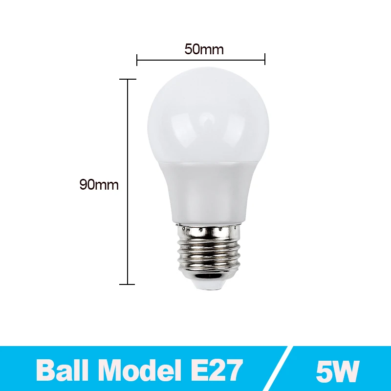 Ball 5W E27 Светодиодный светильник 220 В, 15 Вт, 20 Вт, 30 Вт, 50 Вт, 60 Вт, Bombilla светодиодный светильник 240 в, точечный светильник, лампада, светодиодный светильник s для дома, холодный белый - Emitting Color: Ball 5W