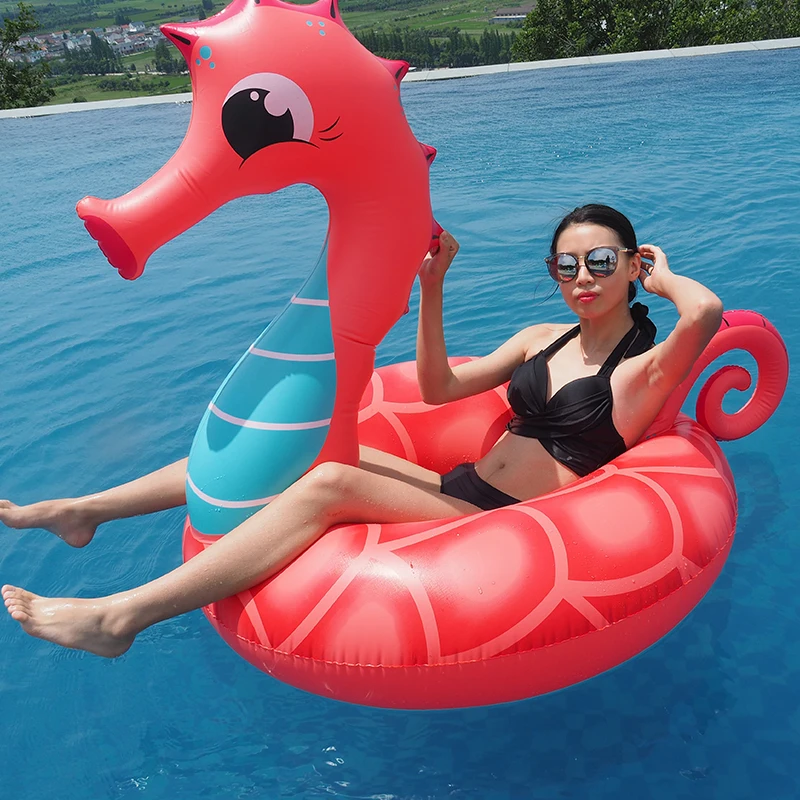 

138 см гигантское надувное кольцо для плавания с красной морской лошадкой, новинка 2019, поплавок для бассейна для взрослых детей, поплавки для ...