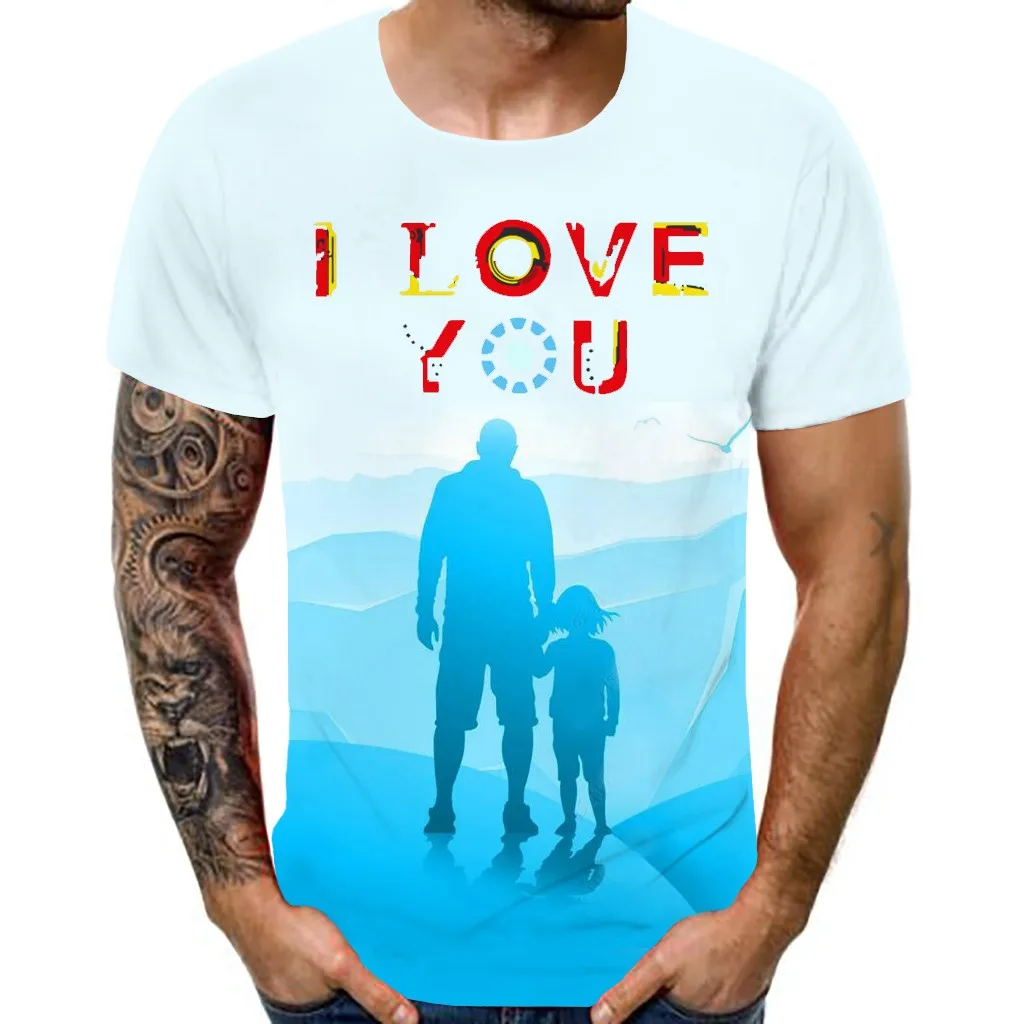 JAYCOSIN 2019 хит футболка с надписью I LOVE YOU подарок на день отца забавная принтом