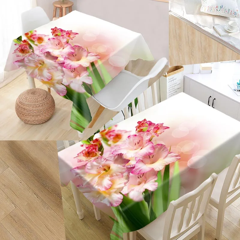 New Arrival Custom Orchid Closeup Table Cloth Waterproof Oxford Fabric Rectangular Tablecloth Home Party | Дом и сад