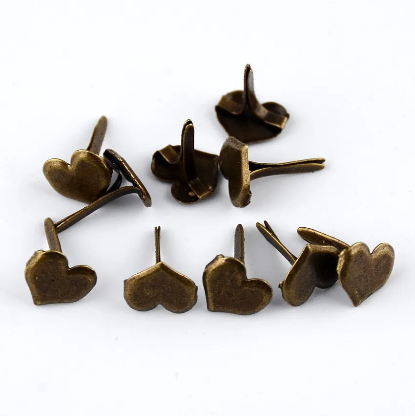 Бесплатная shipping 100pcs бронзовые пастельные сердечные штифтики для скрапбукинга