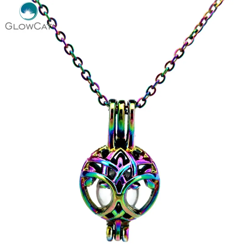 C444 цветов, дерево жизни, круглые бусины, подвеска, Ароматический диффузор эфирного масла, ожерелье с кулоном C444 цветов, дерево жизни, круглые бусины, подвеска, Ароматический диффузор эфирного масла, ожерелье с кулоном