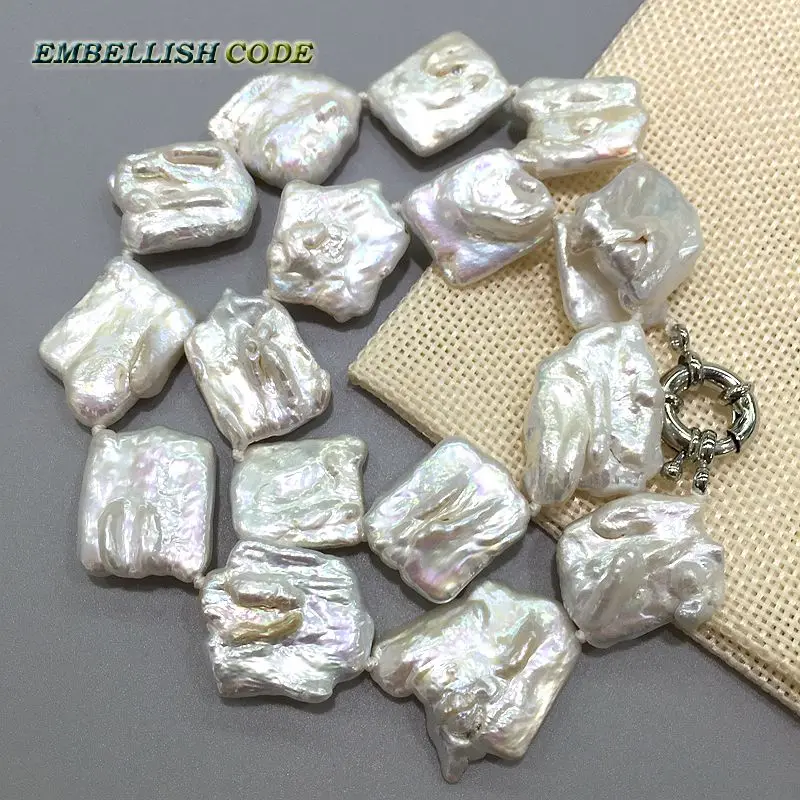 Новый вид большой размер неровный ромбовидный жемчуг Кеши блестящий белый цвет