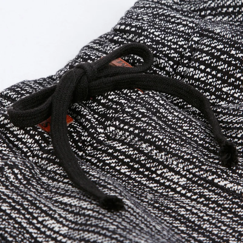 Осенне-зимние женские хлопковые шаровары в полоску с эластичной резинкой на