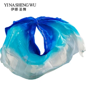 100% шелк танец живота вуаль танец вуаль платок шарф градиент многоцветный танец живота практика представление шелковая вуаль 200270*114 см