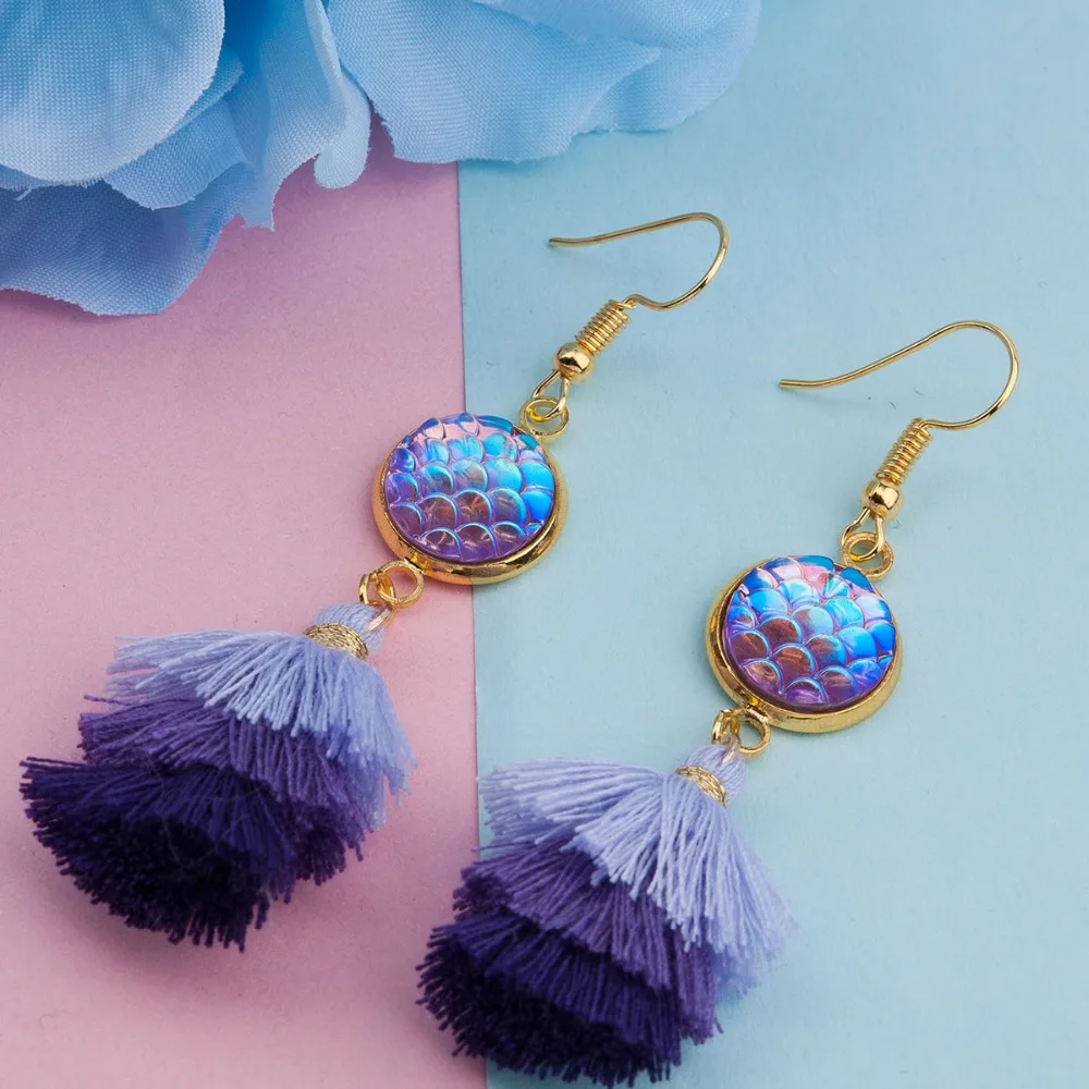 fashion tassel AB color Mermaid Flake Patch earring Hollow heart wing pearl For women high quality Handmade Hot sale New | Украшения и