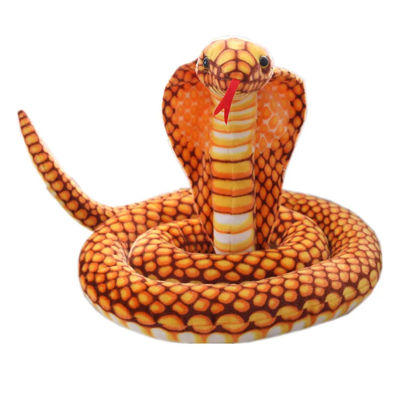 

[Funny] Large size 210cm Animal Naja Cobra snake Plush Toys simulation Stuffed doll model prank toy home decoration adult gift
