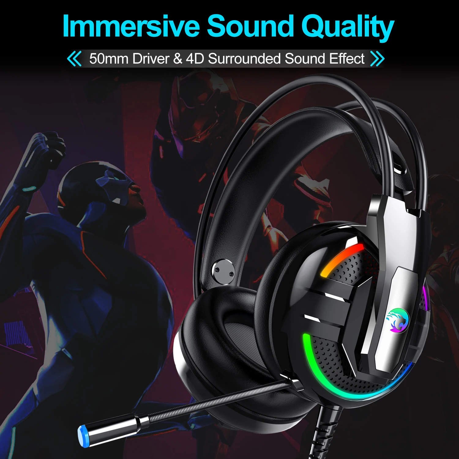 Новые игровые гарнитуры наушники RGB стерео глубокий бас со световым микрофоном
