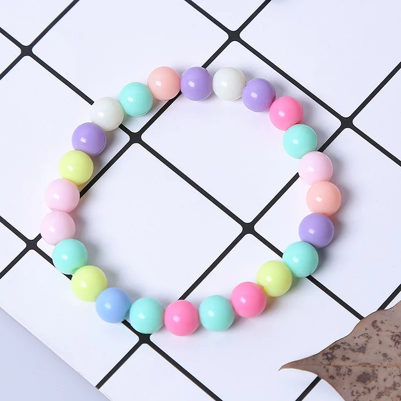 

Fashion Cute Candy Color Acrylic 8mm 10mm 12mm Beads Gift for Child Bracelets Princess Baby Girl Jewelry Kid Accessories