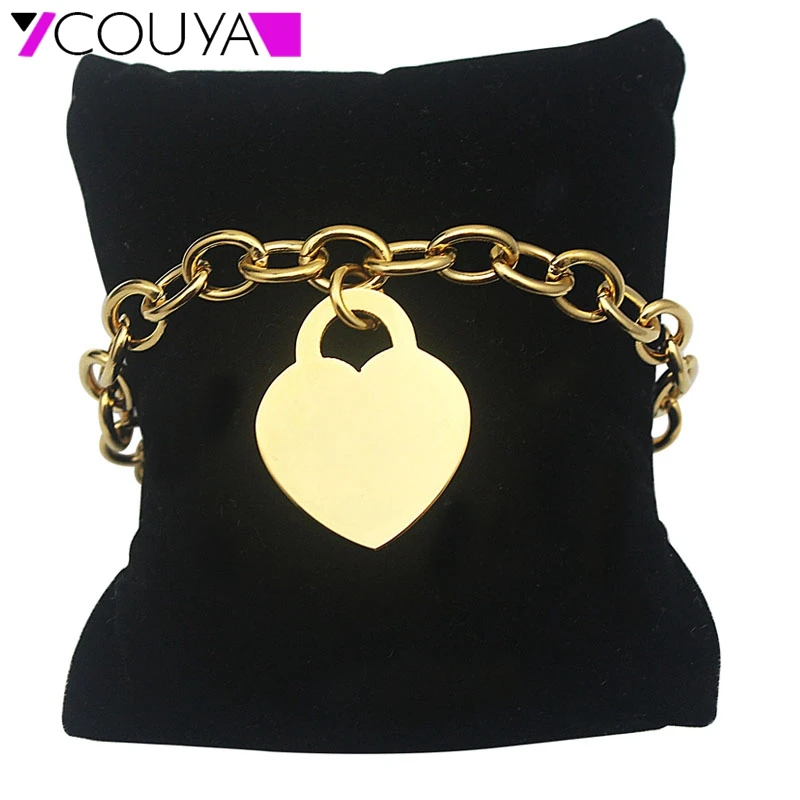 Женский винтажный браслет на цепочке золотого цвета с подвеской в форме сердца