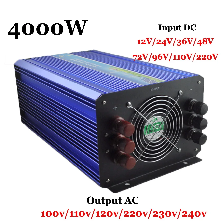 

4000W 12V/24V/36/48VDC 110V/220VAC Pure Sine Wave Solar Inverter Wind Inverter Surge Power 8000W,Single Phase Off Grid Inverter