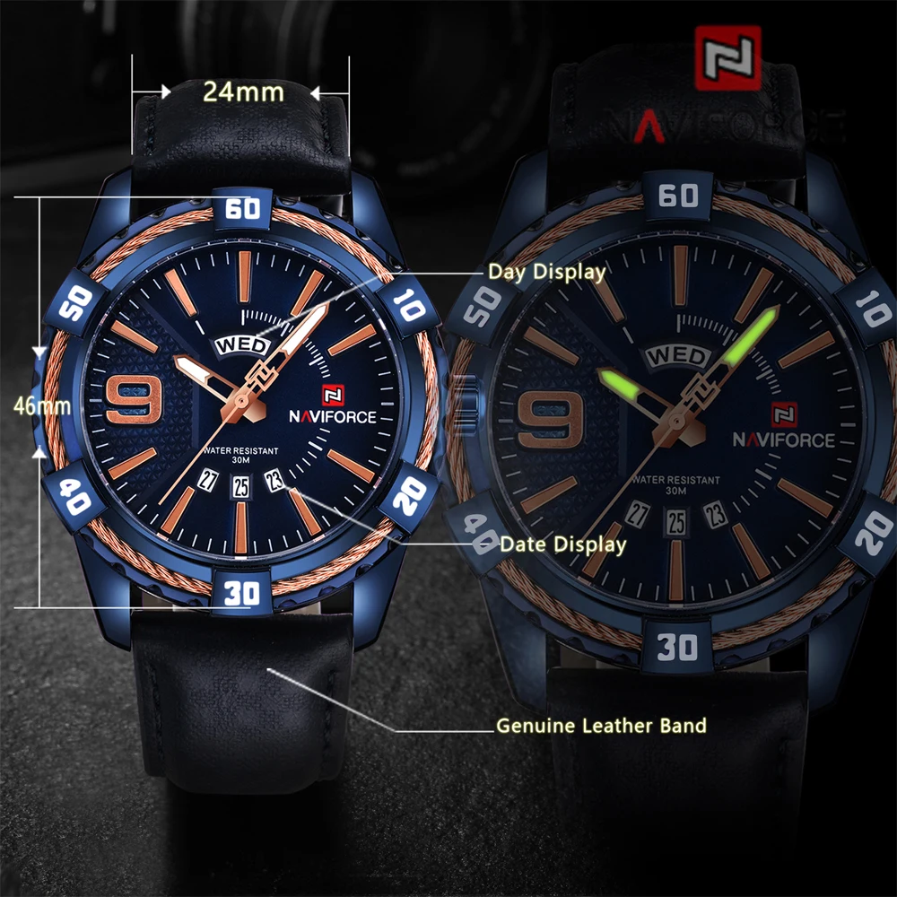 Мужские часы 2020 NAVIFORCE мужские роскошные модные синие кварцевые военные