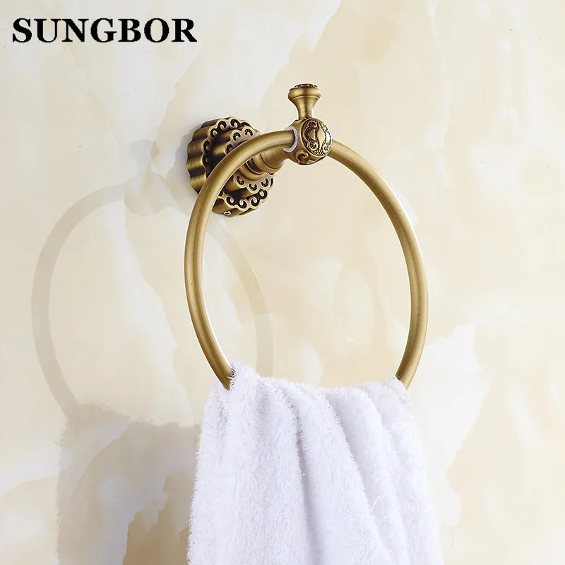 Двойные цветы серии резьба черные латунные кольца для полотенец аксессуары