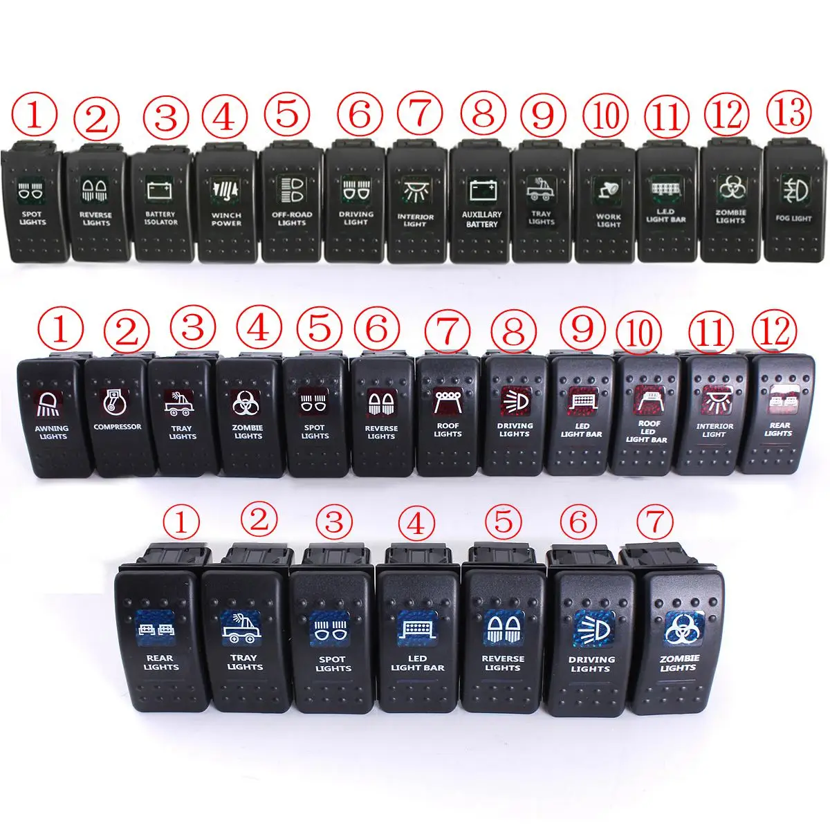 1x12 V 24V Автомобильный морской катер RV тумблер кулисный переключатель светодиодный светильник бар работа туман задний ВКЛ-ВЫКЛ 5 PIN 12 V/20A 24 V/10A