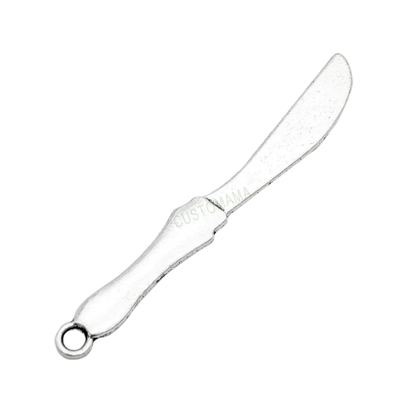 

50pcs-cutlery charm, Antique Tibetan Silver Large Knife Charm Pendant 54x7mm