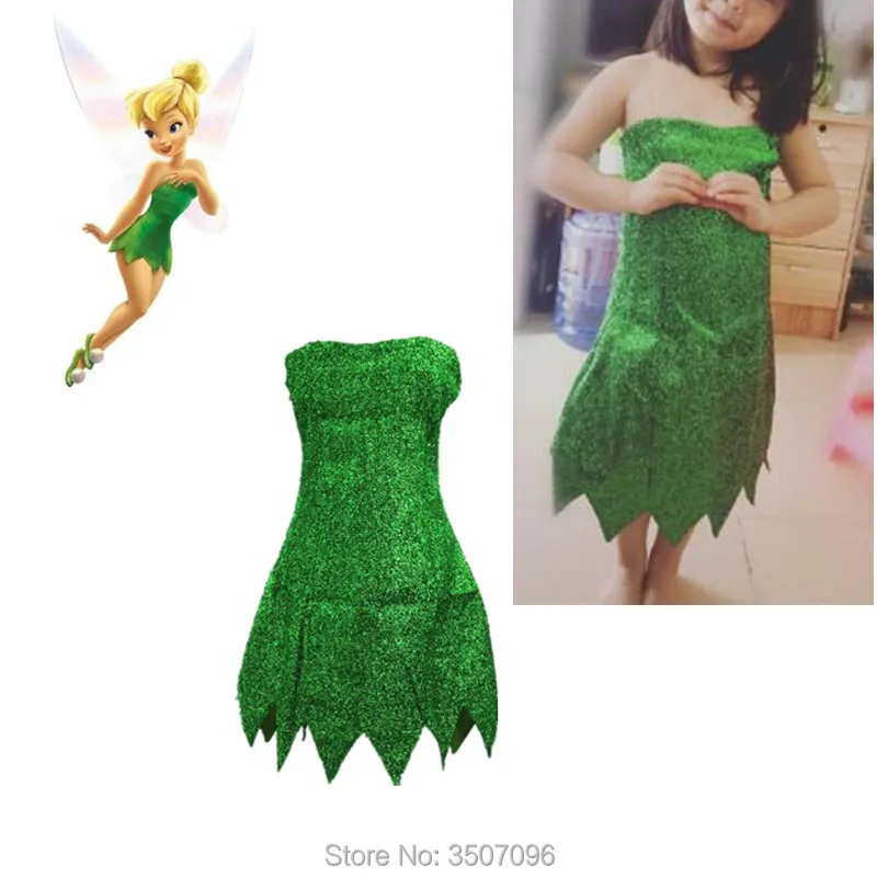 Dress with wings Детский Стиль; платье принцессы «Динь-Динь» для костюмированной вечеринки; платья Феи из фильма «Пикси» для девочек; вечерние школьные платья и крылья «Динь-Динь» - Цвет: Dress with wings