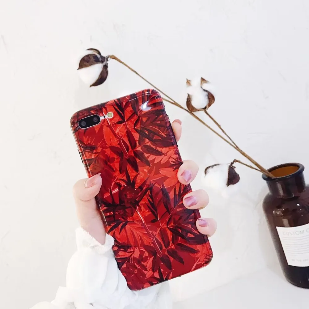 Couqe для iPhone 7 Чехол Мода IMD Красный цветочные картины Телефонные чехлы iphone x 8 плюс