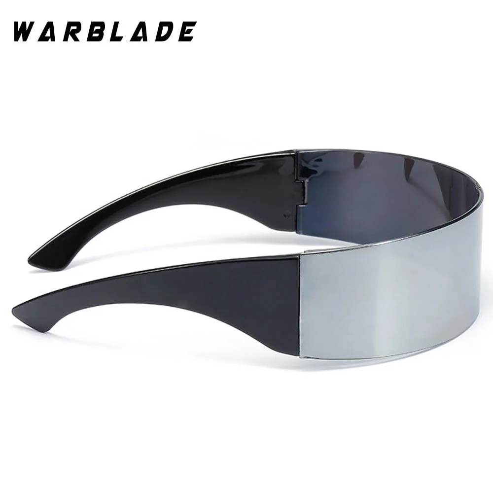 Женские и мужские солнцезащитные очки в черной оправе WARBLADE цельные с плоской