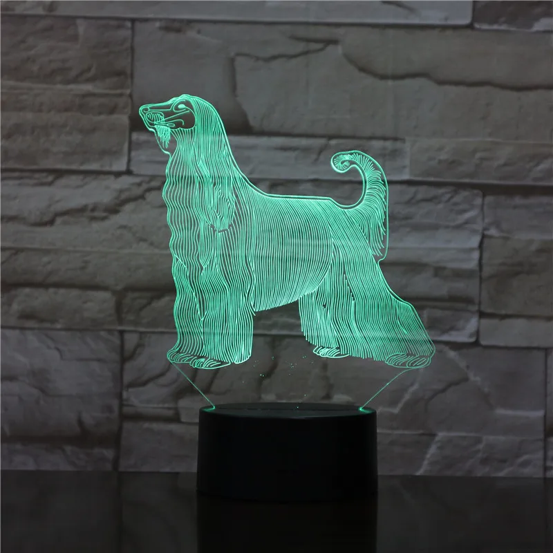 Афганская собака самая красивая светодиодсветодиодный 3D лампа 7 цветов USB
