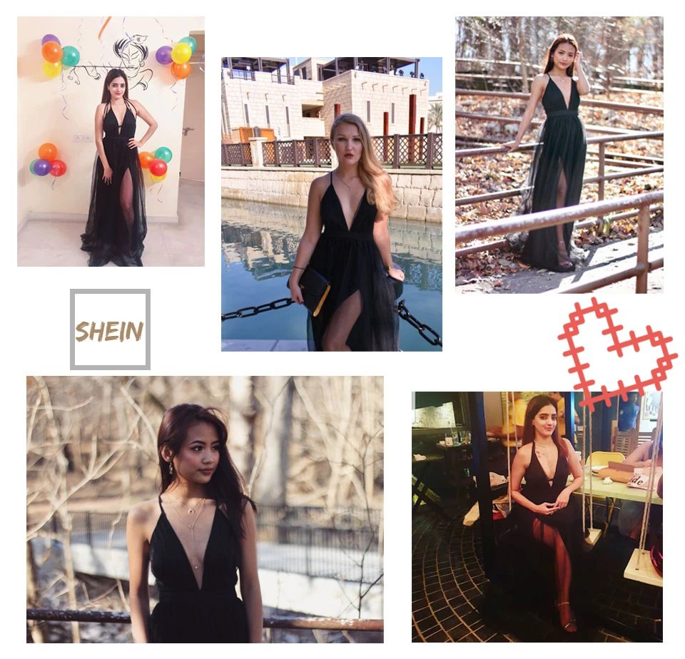 SHEIN Платье На Бретелях С Низким V-Образным Вырезом Платье Свободного Ккроя С Открытой Спиной