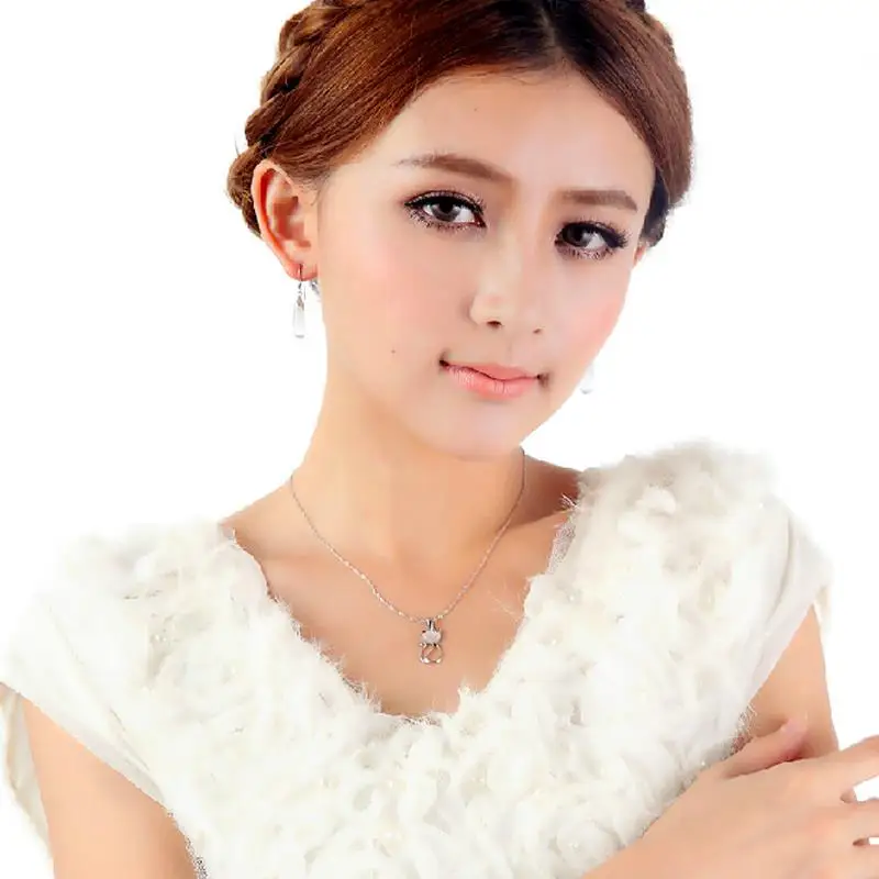 Lovely Vintage Cat's Eyes Crystal 925 Pure Sterling Silver Pendants For Necklace Chain Women New 2015 Korean Fashion Jewelry | Украшения