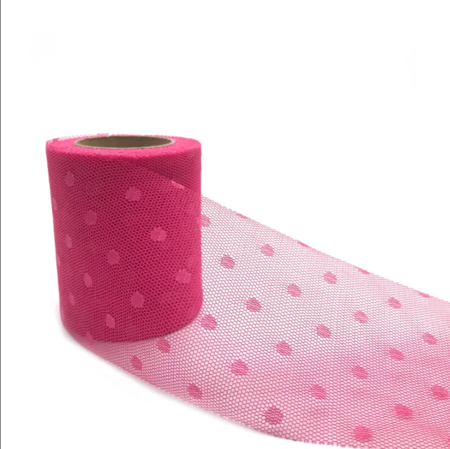 7.5cm Dot Rose red Тюль в горошек, рулон 7,5 см, 15 см, 10 ярдов, органза, ткань для юбки-пачки, вечерние принадлежности для детского душа, сделай сам, банты для волос, материалы ручной работы, аксессуары - Цвет: 7.5cm Dot Rose red