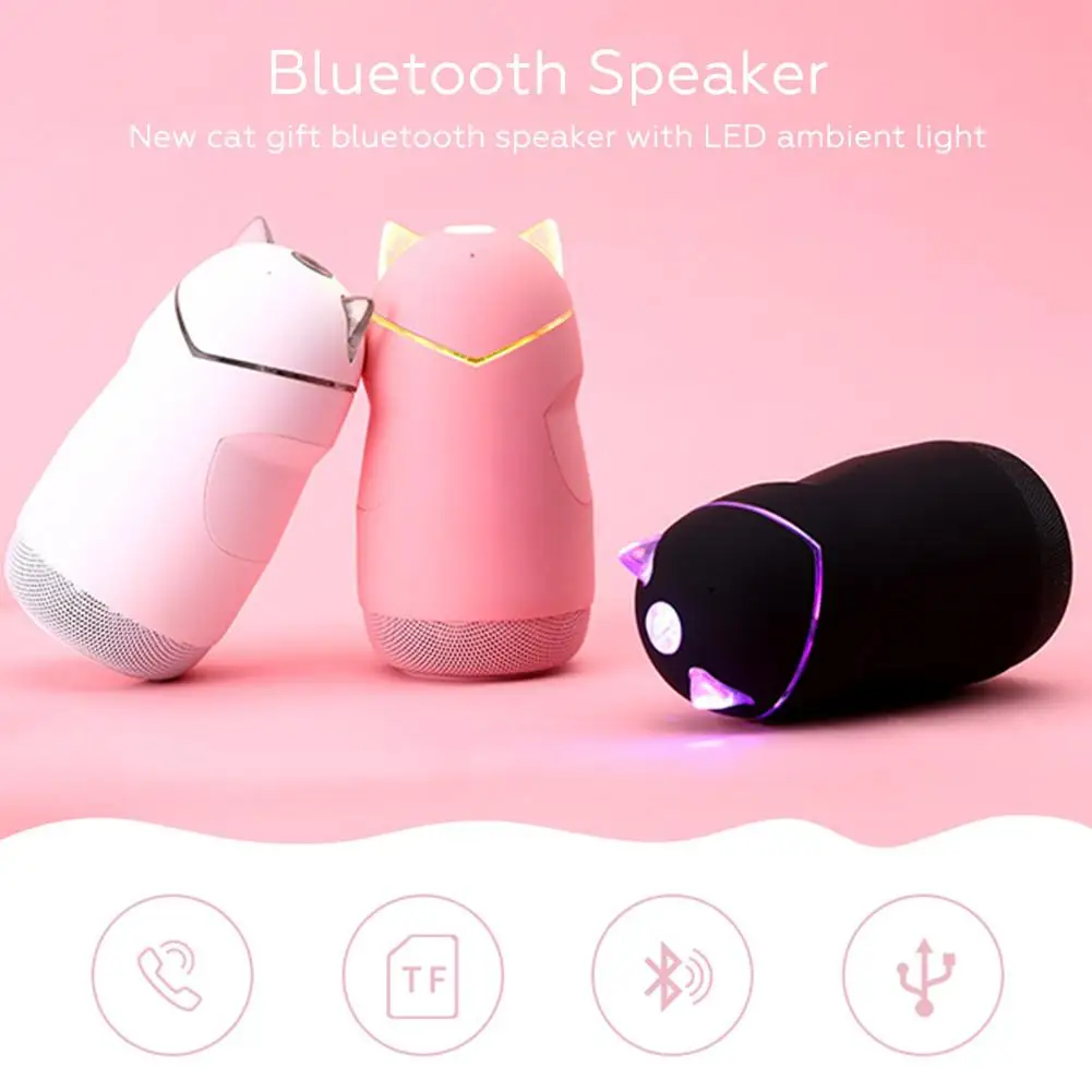 Новый Кот bluetooth колонка в подарок с светодиодный атмосферный свет сабвуфер