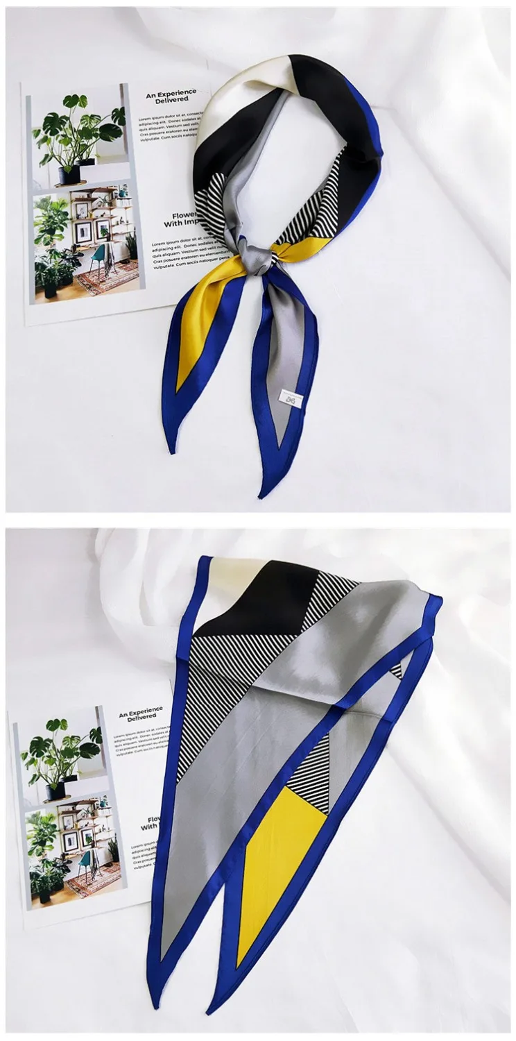 

Yishine 70*70 CM New Women Multifunction Polyester Silk Scarf Sexy Lip Animal Prints Satin Small Square Wraps Scarves Shawl