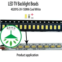100pcslot maintenance of led lcd tv backlight patch ball light emitting diode led 4020 3v 150ma 0 5w cold white lamp beads