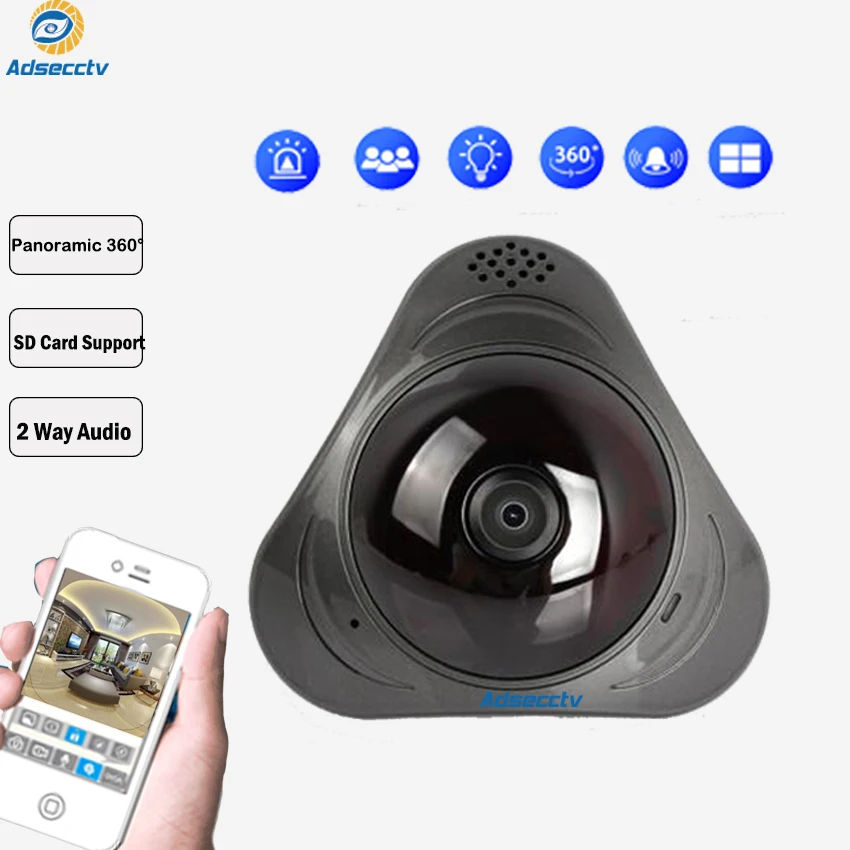 IP Wi Fi беспроводная камера панорамная 360 degreee full view p2p Мини купольная sd карта