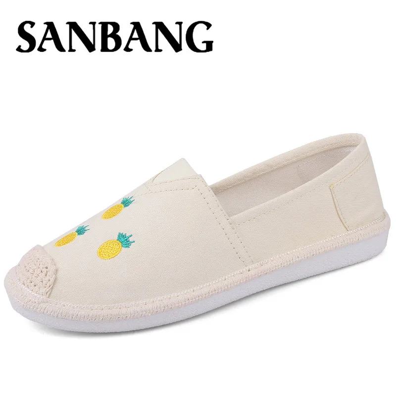 2018 Fashion Summer NEW Women Loafers Womens Shoes Korea Flat Female Pineapple Canvas Fisherman my4 | Обувь