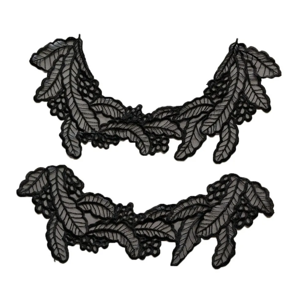 1pair for sell Новинка спереди и сзади органза ткань вышивка кружево декольте DIY аксессуары для одежды тюль воротник швейная аппликация для рукоделия принадлежности - Цвет: 1pair for sell