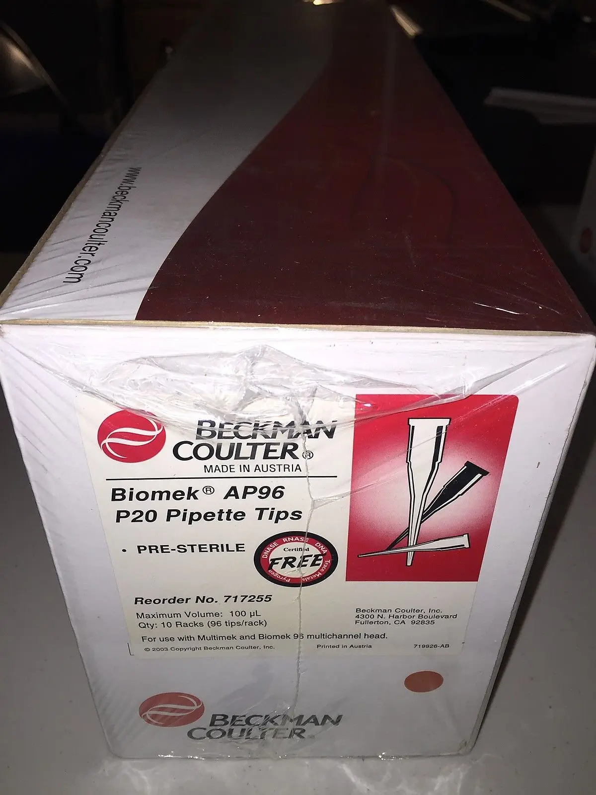 

FOR Beckman P250 Tip 96 Tips 10 Racks 717252 250uL Pipet Tips