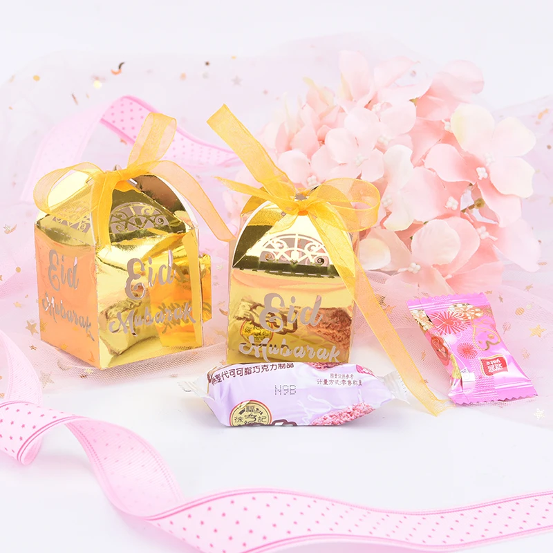 10 шт./лот Золотой Серебряный счастливый ИД Мубарак Конфеты Подарочная коробка