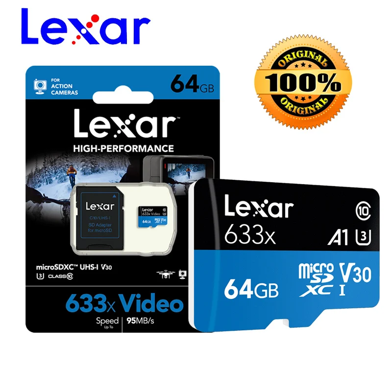 Lexar 256 ГБ micro sd карта 32 Гб 64 128 512 95 МБ/с./с SDXC/SDHC TF флэш памяти для Gopro/DJI/Nintendo switch|Карты